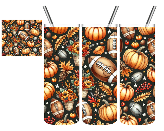 Fall Floral Football 20 oz Tumbler