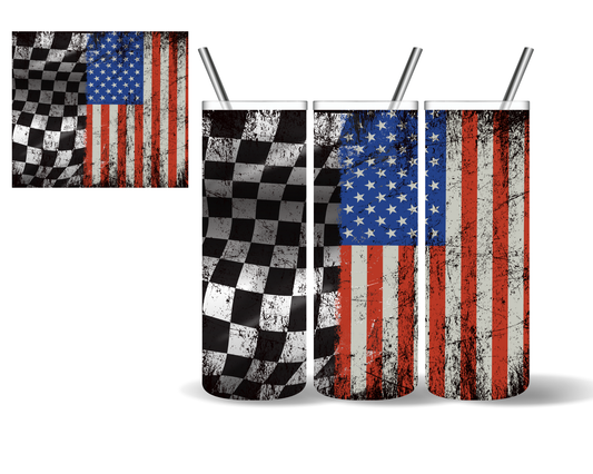 Checkered Racing American Flag 20 oz Tumbler