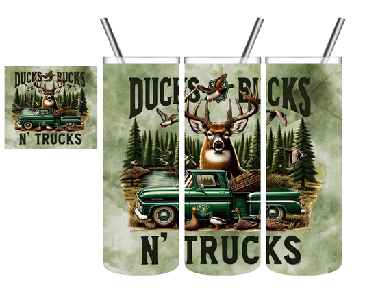 Ducks Bucks N Trucks Hunting 20 oz Tumbler