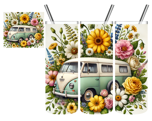 Floral Vintage Bus 20 oz Tumbler