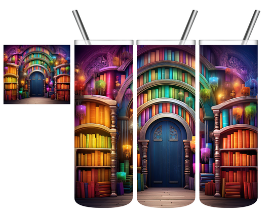 Rainbow Book Wall 20 oz Tumbler