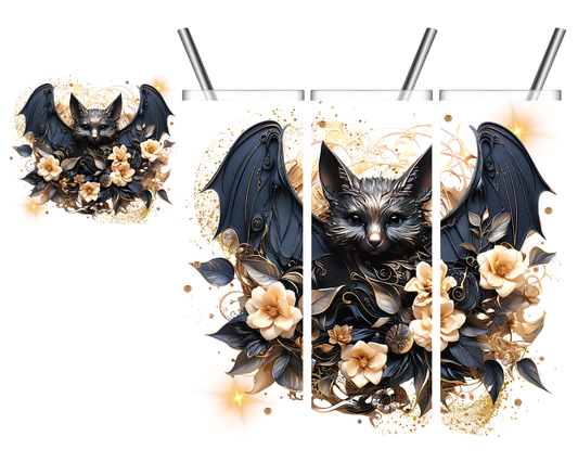 3D Floral Bat Halloween 20 oz Tumbler