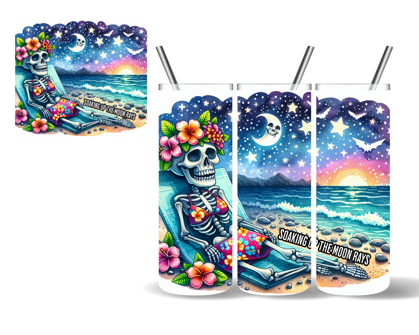 Soaking Up Moon Rays Skeleton 20 oz Tumbler