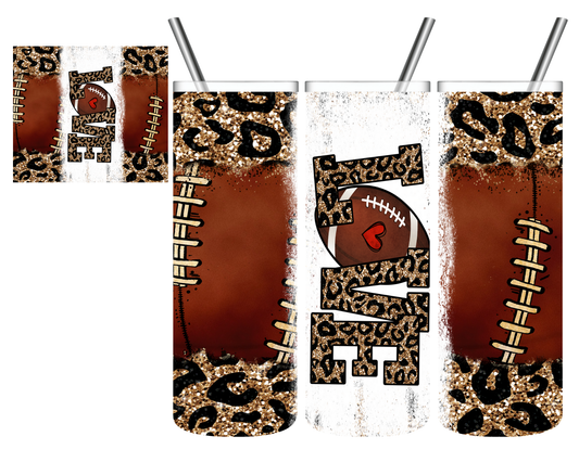 Leopard Love Football 20 oz Tumbler