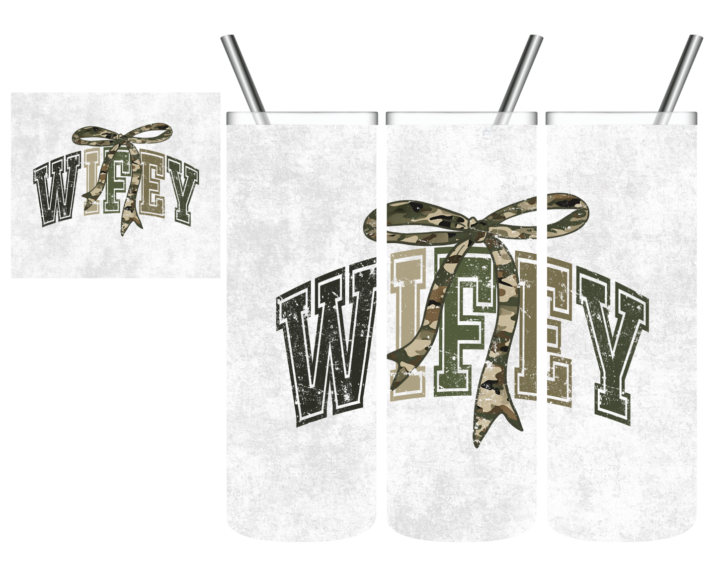 Wifey Camo Bow 20 oz Tumbler