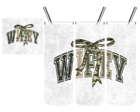 Wifey Camo Bow 20 oz Tumbler