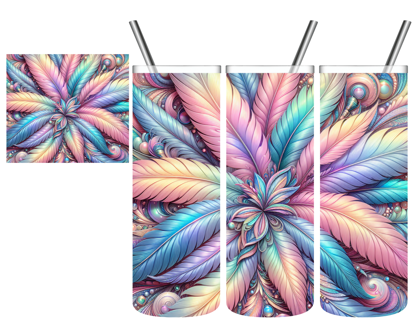 Iridescent Feather Boho 20 oz Tumbler