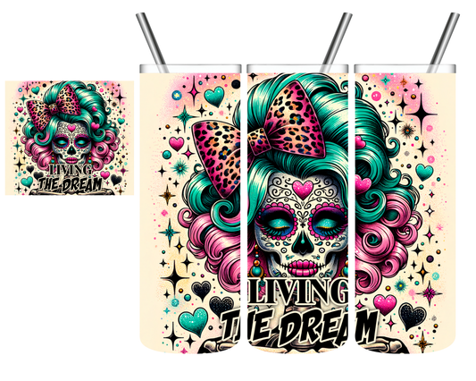 Living the Dream Teal Skeleton 20 oz Tumbler