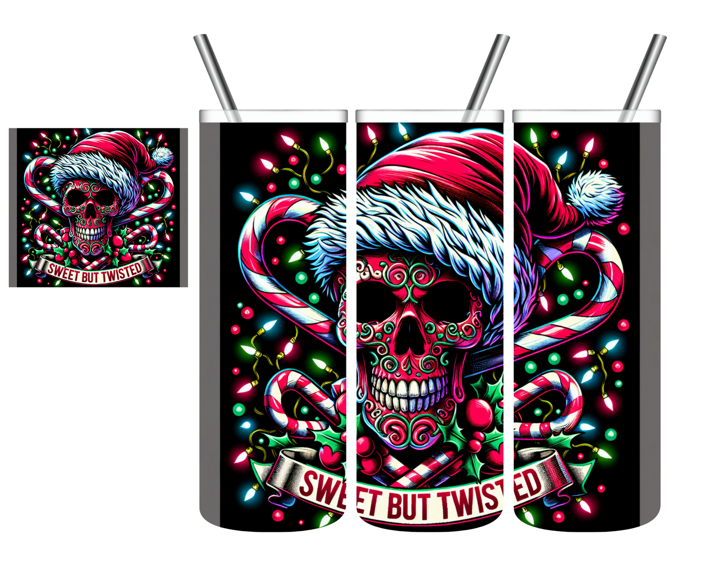 Sweet But Twisted Christmas Skull 20 oz Tumbler