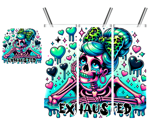 Exhausted Skeleton 20 oz Tumbler