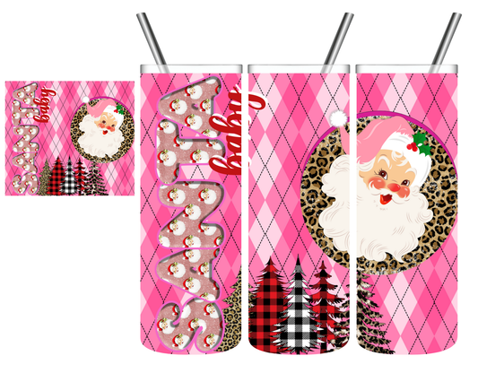 Pink Santa Baby Christmas 20 oz Tumbler