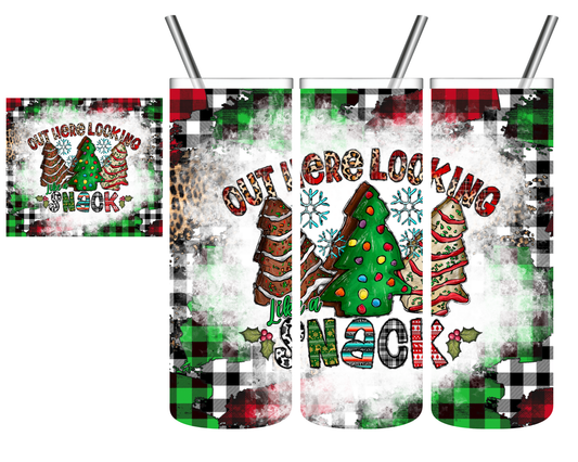 Out Here Looking Like a Snack Plaid Christmas 20 oz Tumbler
