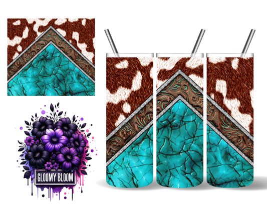 Western Turquoise Cowhide 20 oz Tumbler