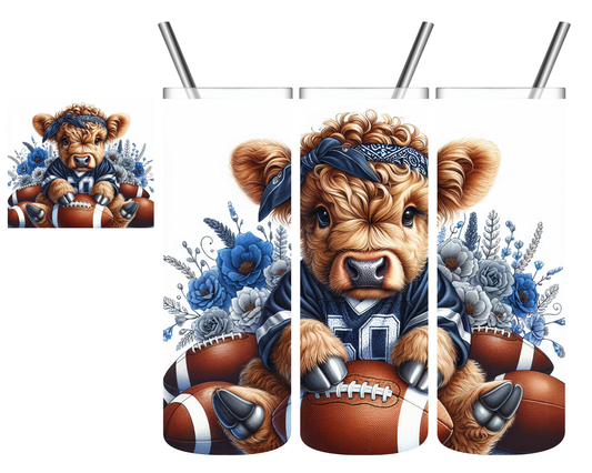 Football Highland Cow 20 oz Tumbler