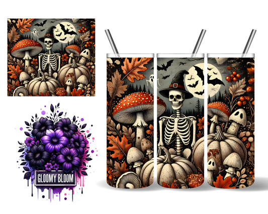 Mushroom Skeleton Halloween 20 oz Tumbler