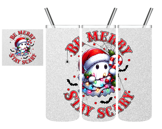 Be Merry Stay Scary Ghost Christmas 20 oz Tumbler