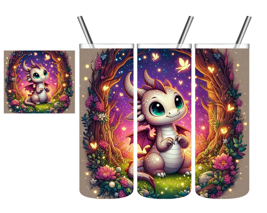 Purple Cartoon Dragon 20 oz Tumbler