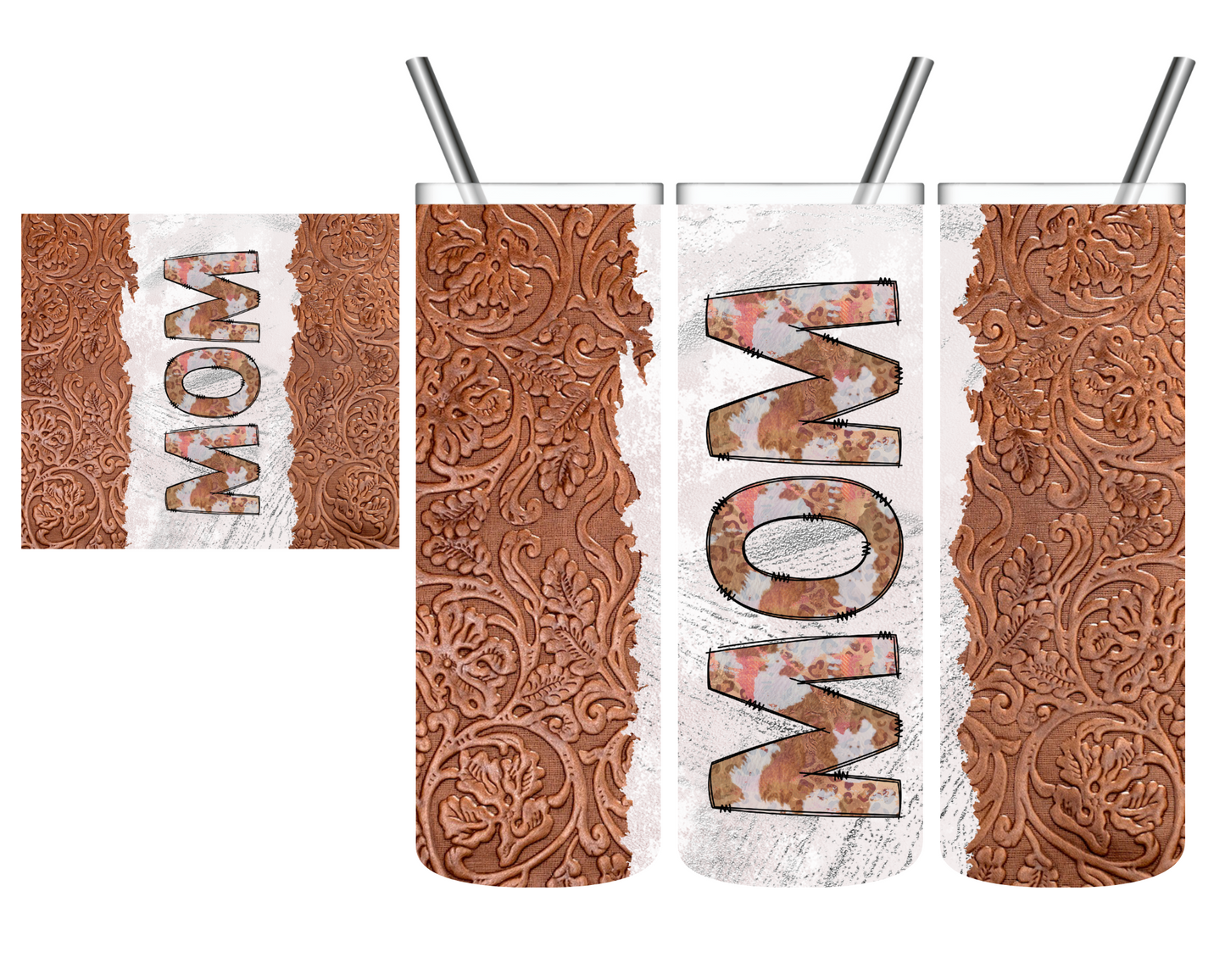 Personalized Tooled Leather Western 20 oz Tumbler YAYA Mimi Grandma Nonnie Mama Mom Mama Granny Gigi w