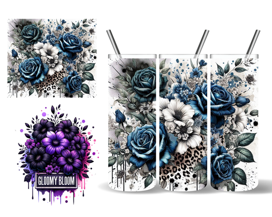 Blue Rose Floral Leopard 20 oz Tumbler