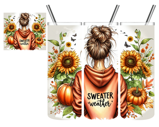 Sweater Weather Messy Bun Fall 20 oz Tumbler