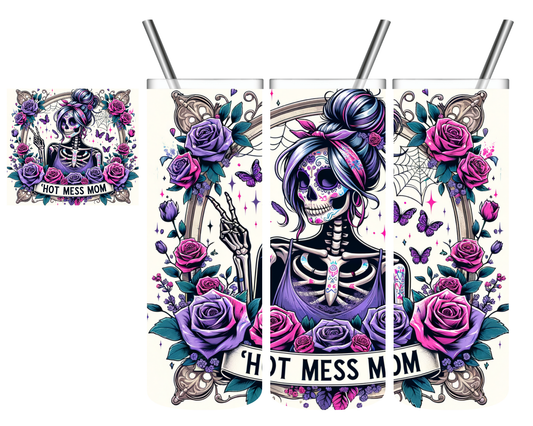 Hot Mess Mom Skeleton 20 oz Tumbler