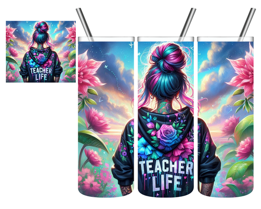Teacher Life Messy Bun 20 oz Tumbler