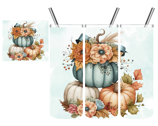 Floral Pumpkins Fall 20 oz Tumbler