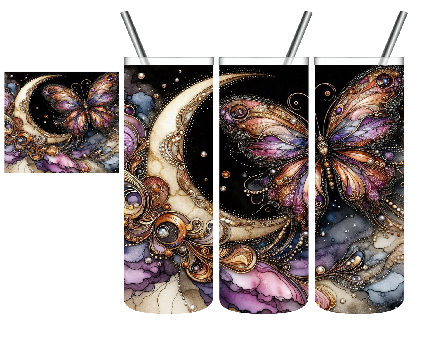 Copper Butterfly Moon 20 oz Tumbler