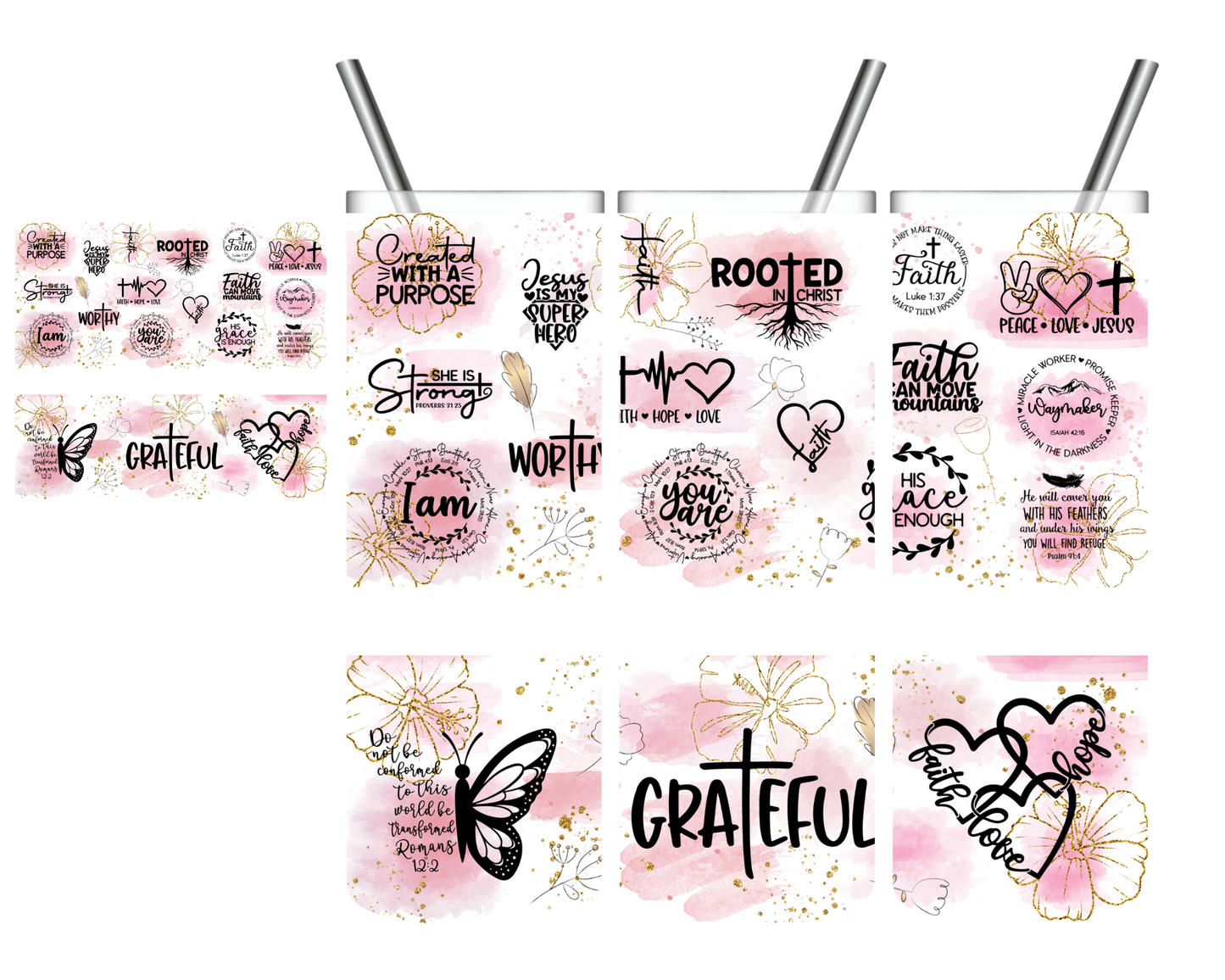 Grateful Rooted in Christ Christian Faith 20 oz Tumbler