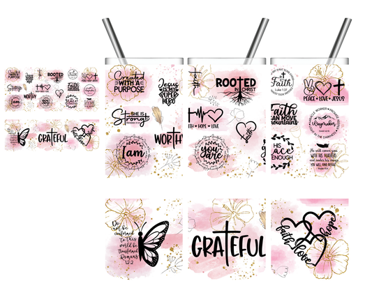 Grateful Rooted in Christ Christian Faith 20 oz Tumbler