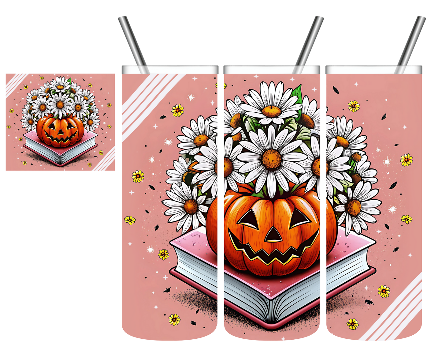 Pumpkin Daisy Book 20 oz Tumbler