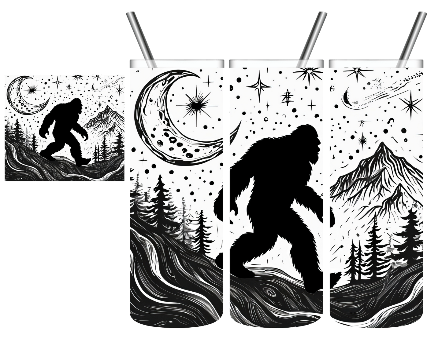 Black & White Sasquatch 20 oz Tumbler