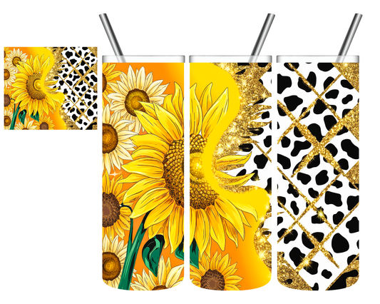 Sunflower Cowhide 20 oz Tumbler