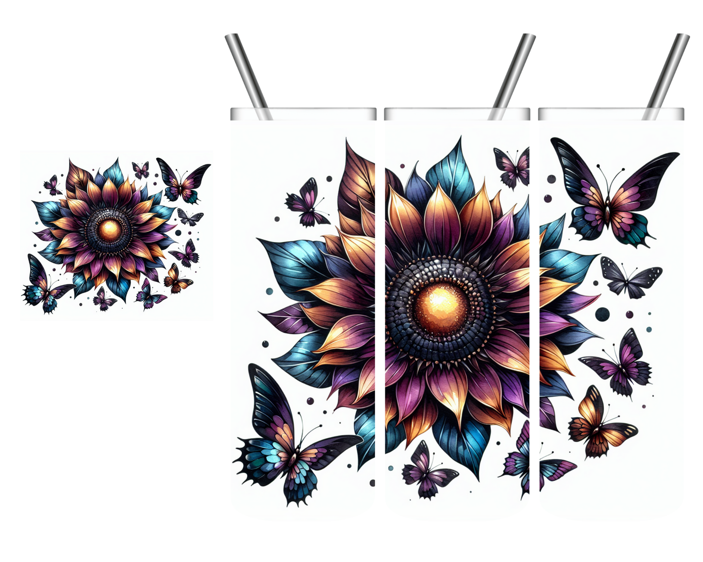 Sunflower Butterfly 20 oz Tumbler