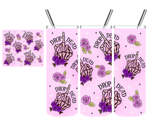 Drop Dead Middle Finger Skull 20 oz Tumbler