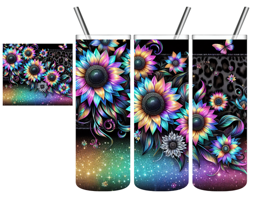 Rainbow Glitter Sunflowers 20 oz Tumbler