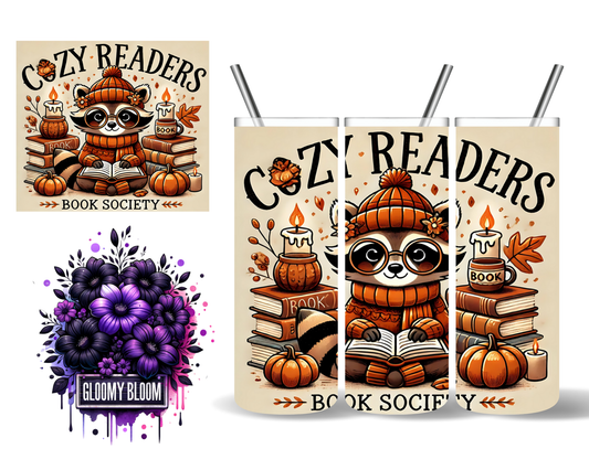 Cozy Readers Raccoon Fall Books 20 oz Tumbler