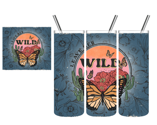 Leave Her Wild Boho Butterfly 20 oz Tumbler