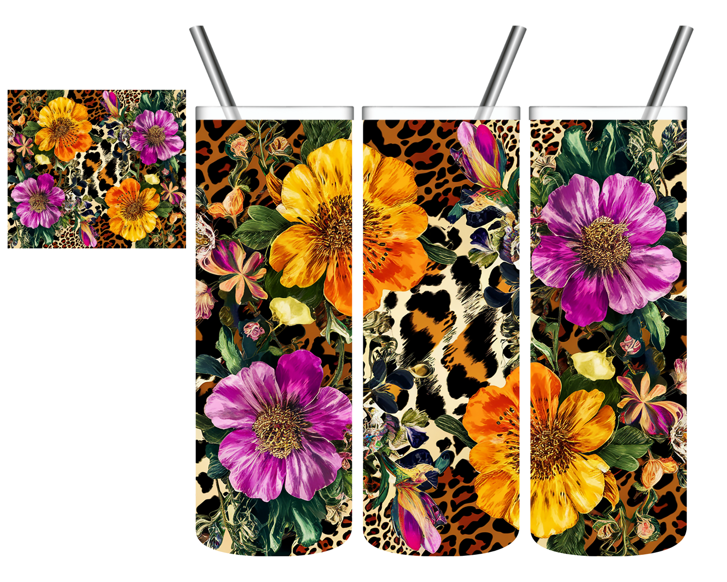Floral Leopard Print 20 oz Tumbler