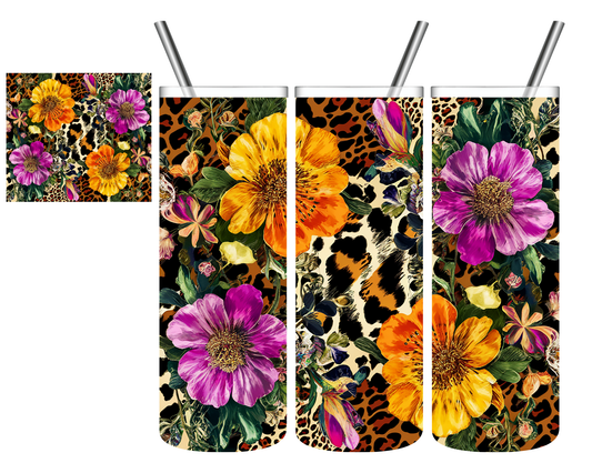 Floral Leopard Print 20 oz Tumbler