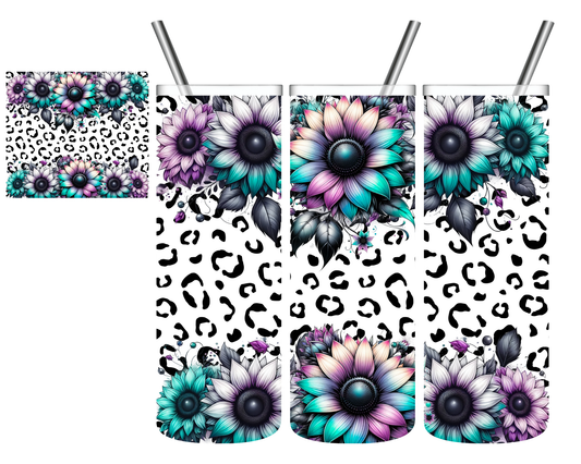 Ombre Sunflower Cheetah Print 20 oz Tumbler