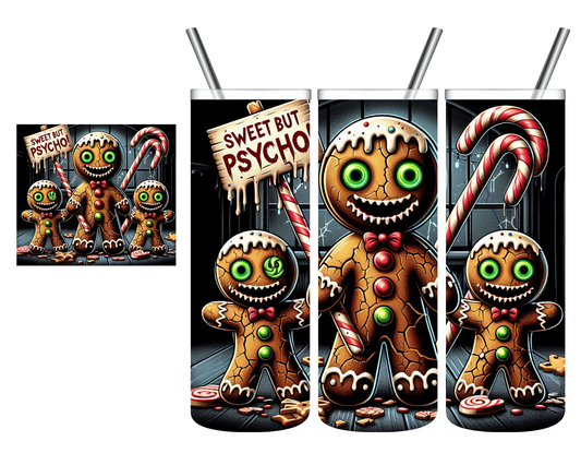 Sweet But Psycho Gingerbread Scary Christmas 20 oz Tumbler