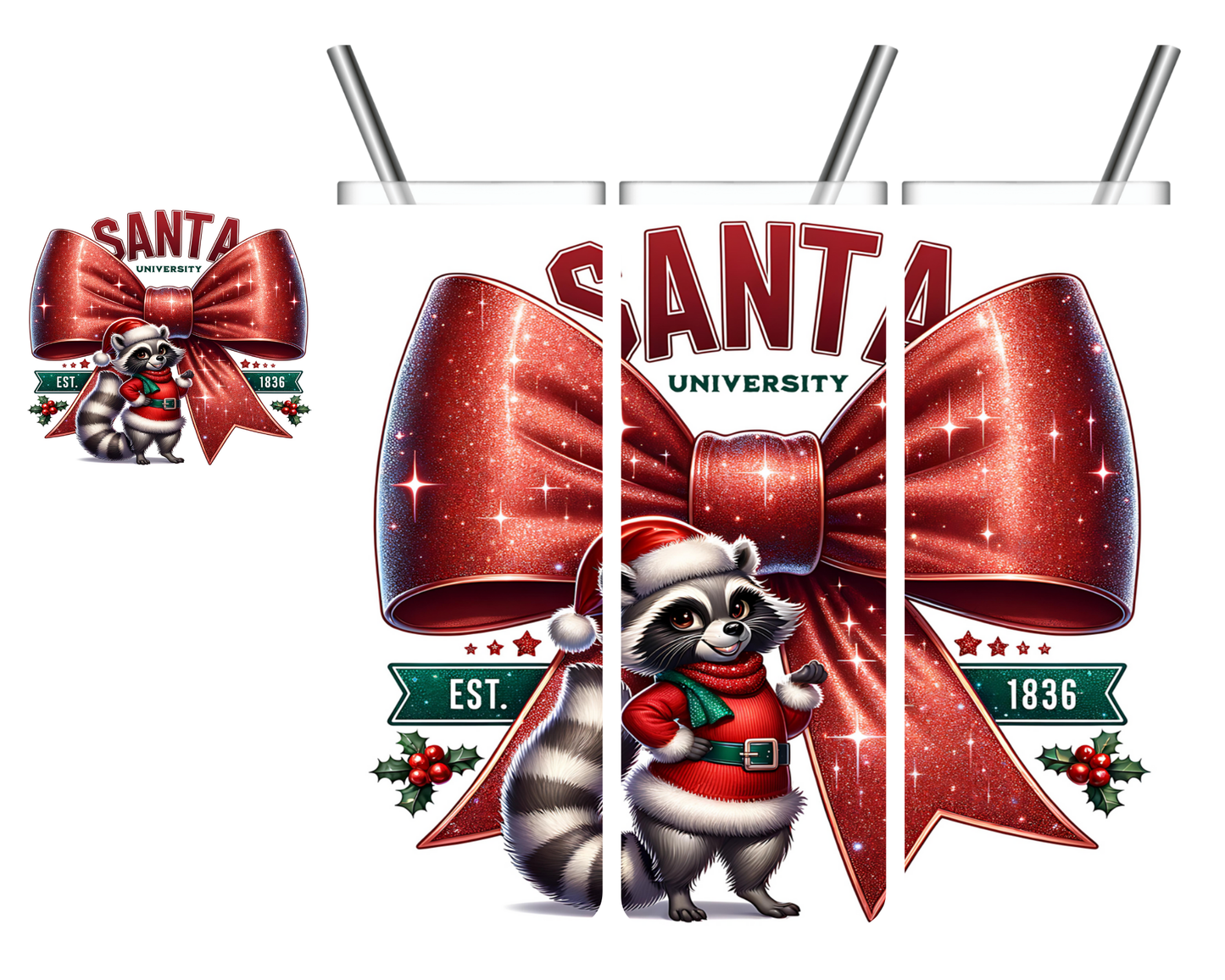 Santa University Raccoon 20 oz Tumbler