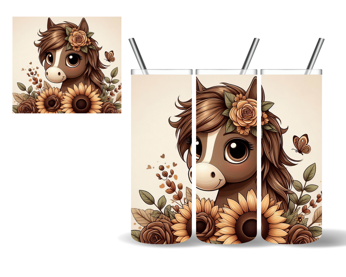 Cute Sunflower Horse 20 oz Tumbler