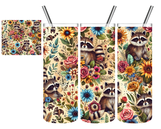Floral Raccoon 20 oz Tumbler
