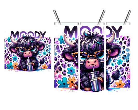 Moody Purple Highland Cow 20 oz Tumbler