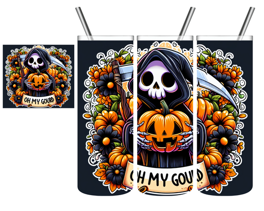 Oh My Gourd Grim Reaper Fall Thanksgiving 20 oz Tumbler