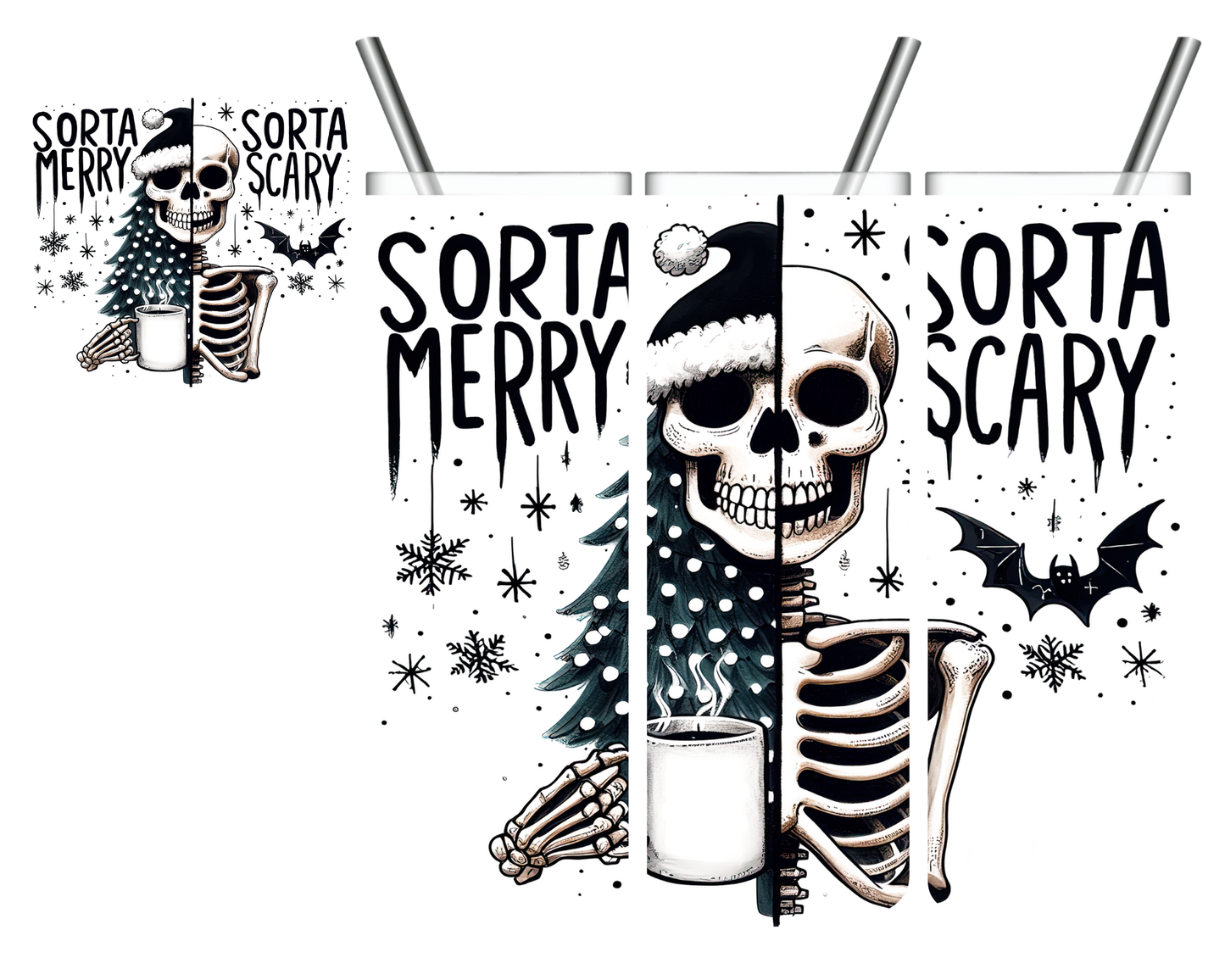 Sorta Merry Sorta Scary Skeleton 20 oz Tumbler