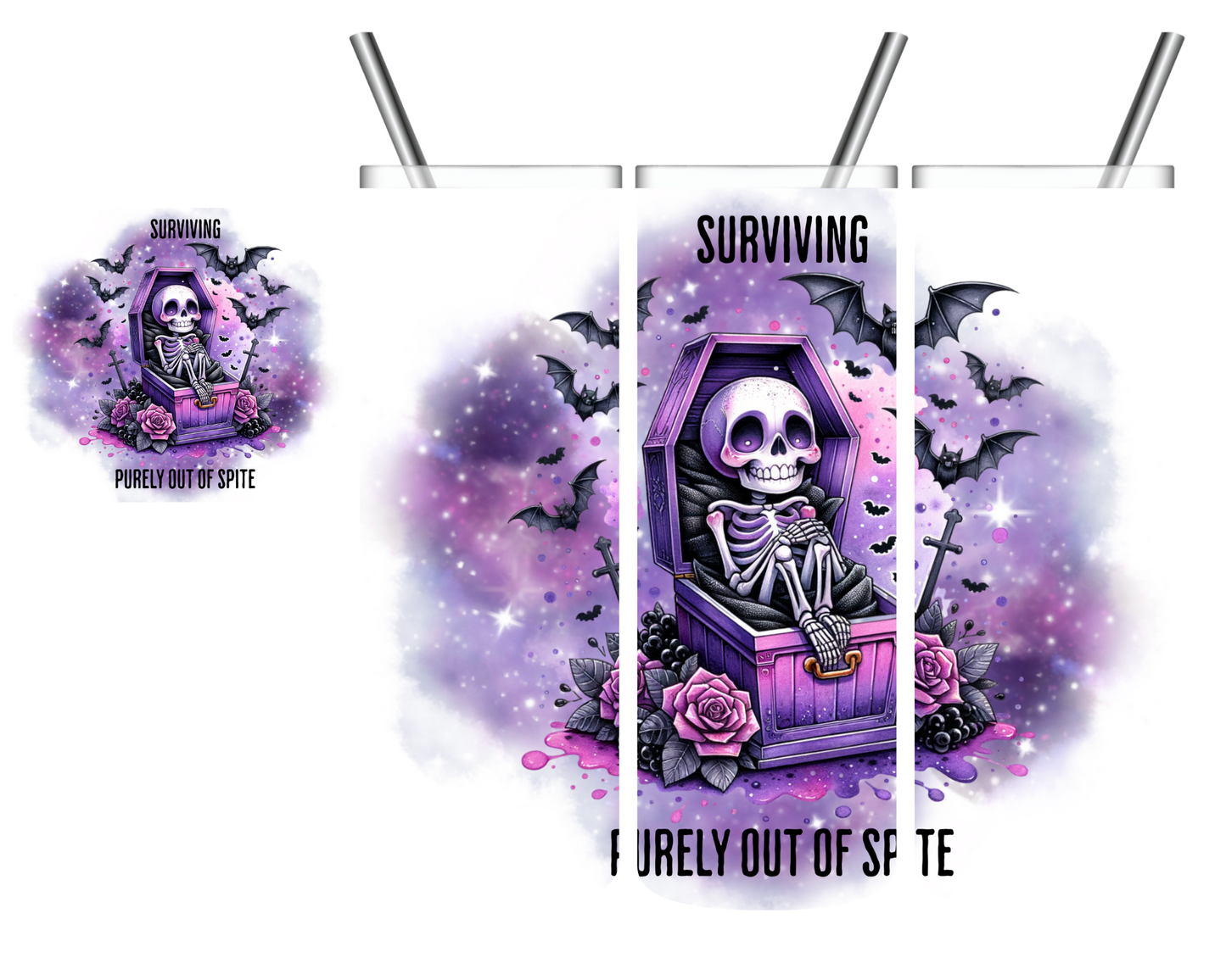 Surviving Purely Out of Spite Skeleton 20 oz Tumbler