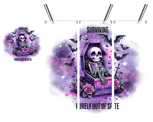 Surviving Purely Out of Spite Skeleton 20 oz Tumbler